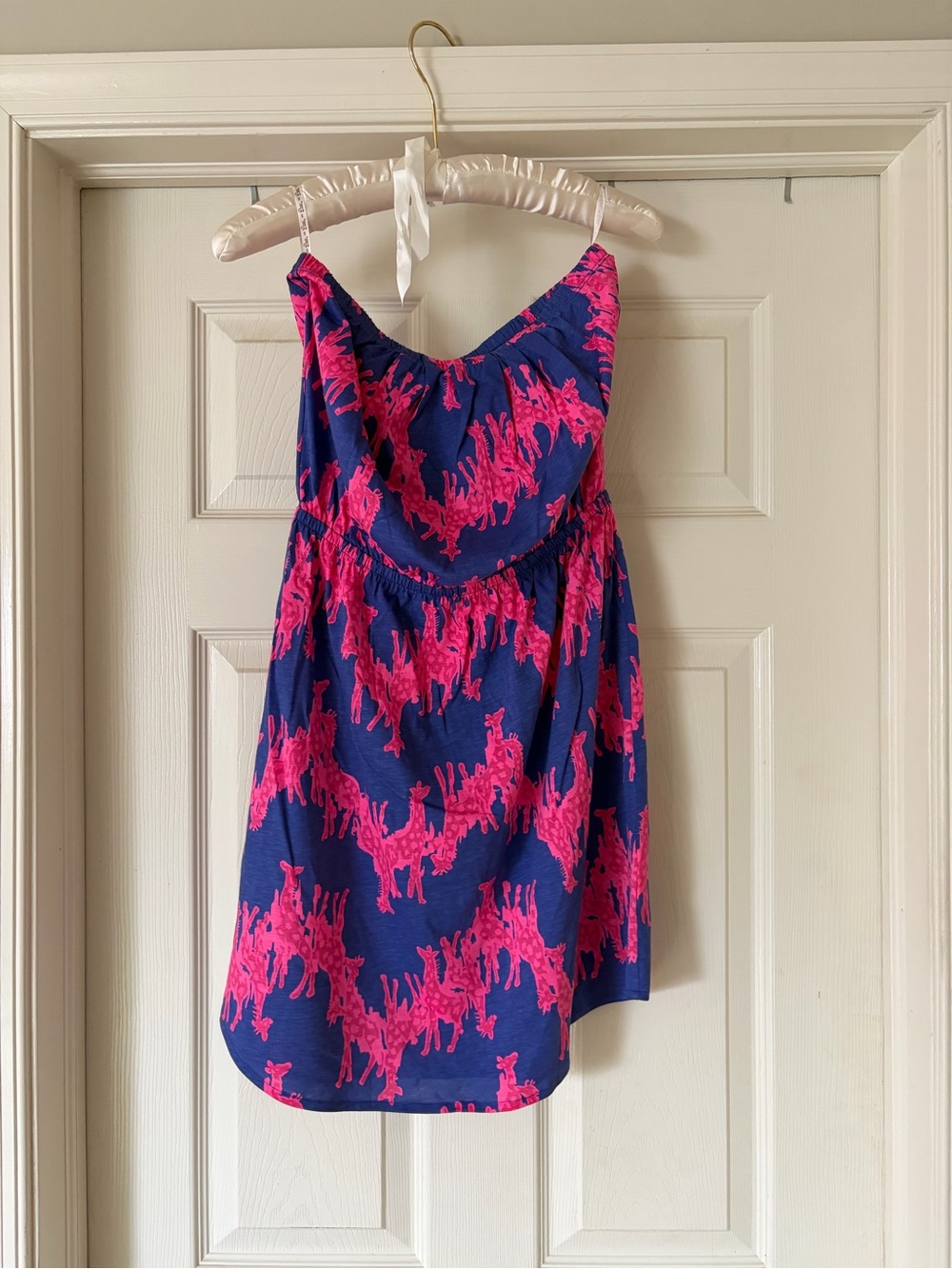 Lilly Pulitzer Strapless Blue Dress with Pink Abstract Print - Picture 2 of 3